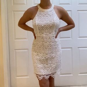 White Lace Rehearsal Dinner Dress